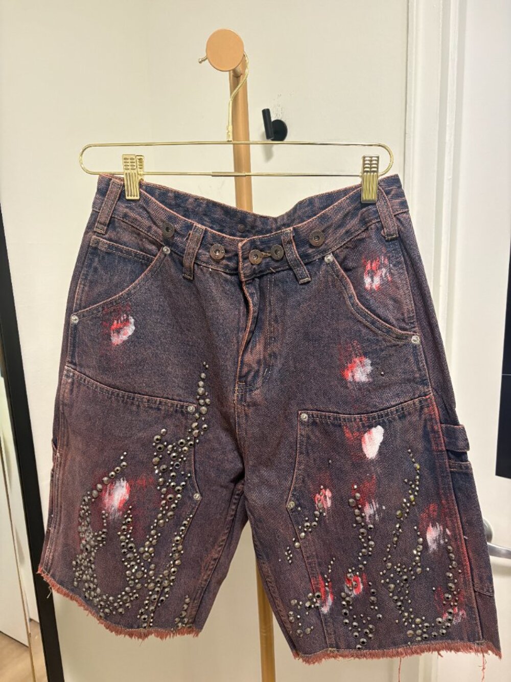 Hellstar Purple and pink pattern jean shorts size 28